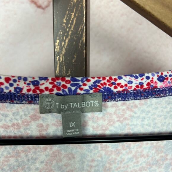 TALBOTS coastal casual americana top size 1X red white blue preppy chic shirt - Picture 3 of 4